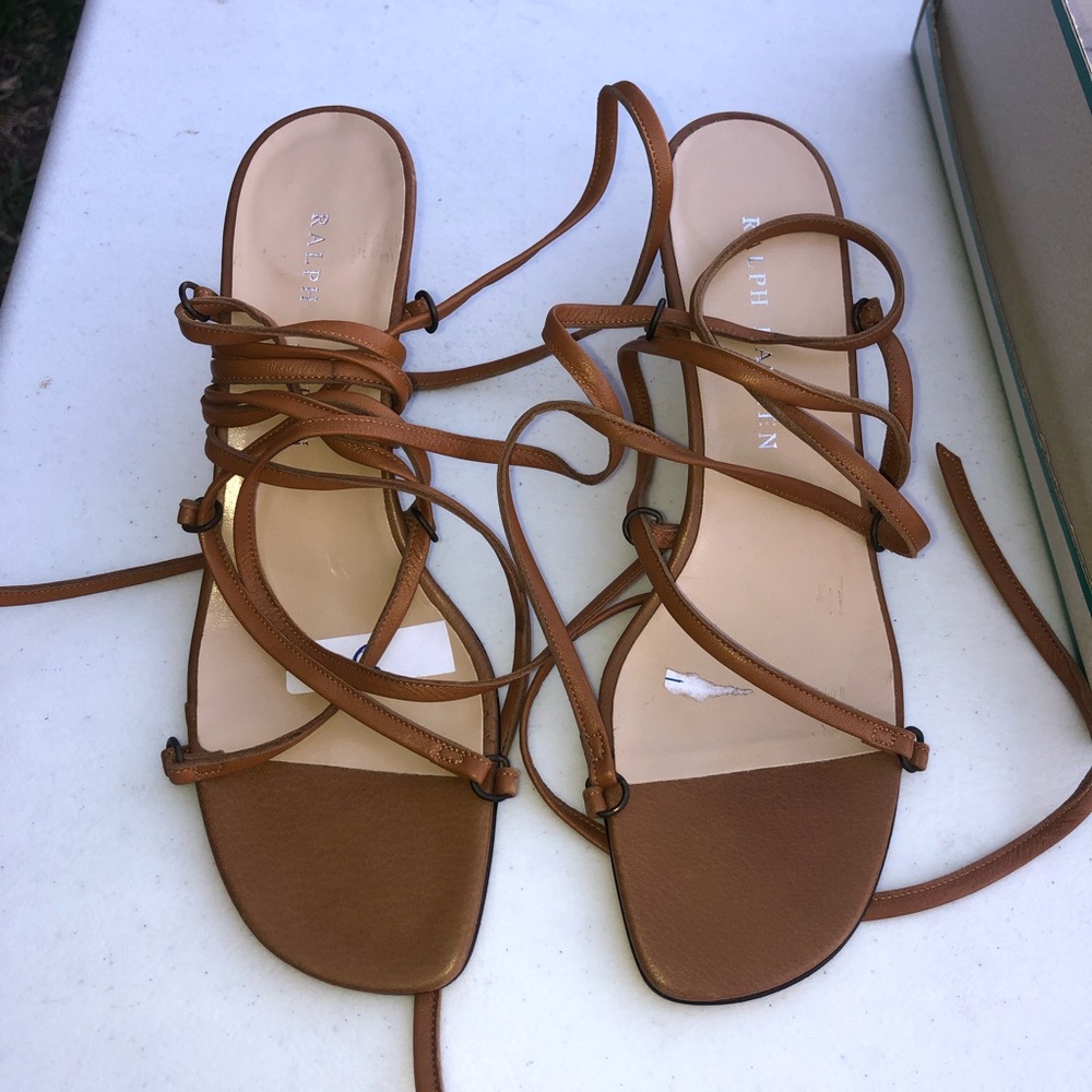 Ralph Lauren Brown Strappy Sandal Heel